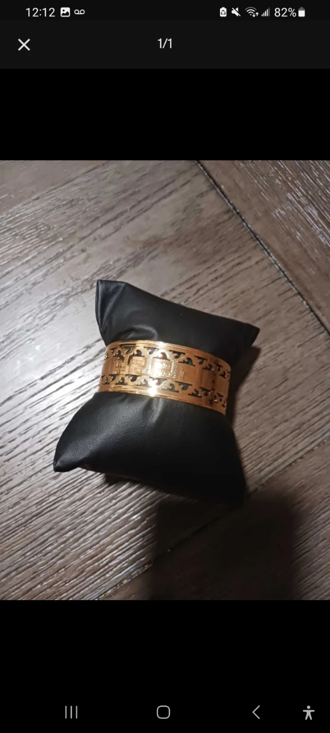 Gold Tone Wide Cuff Bracelet with Pattern