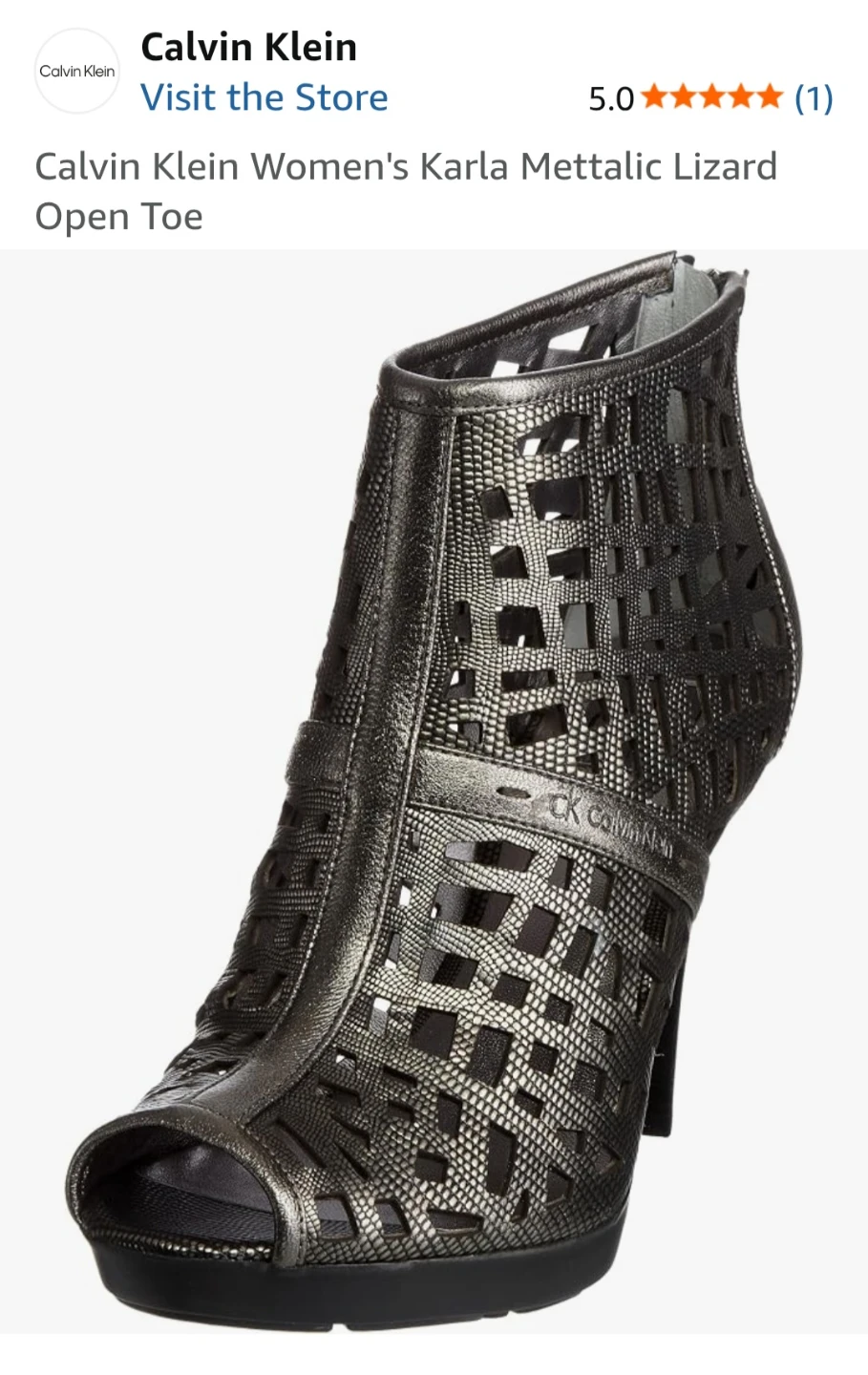 Calvin Klein Karla Laser-Cut Leather Peep-Toe Booties – Size 7