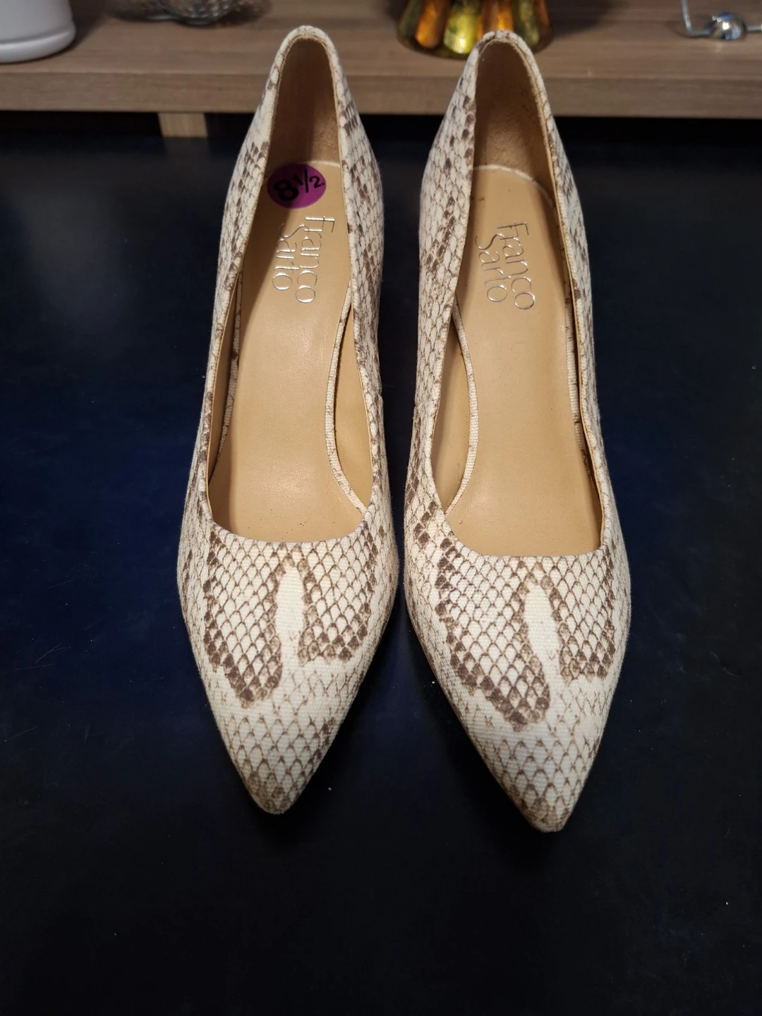 Franco Sarto Snake Print Heels - Size 7.5