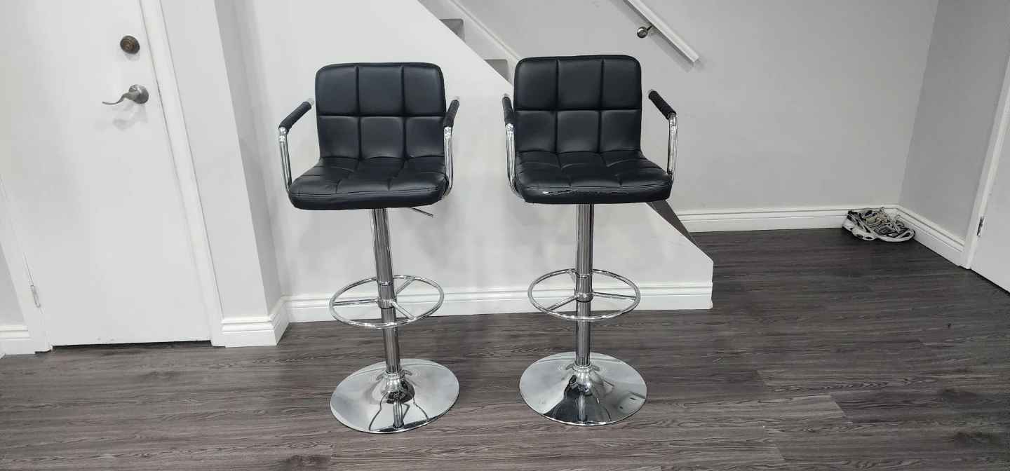 Black Faux Leather Bar Stools (Set of 2)