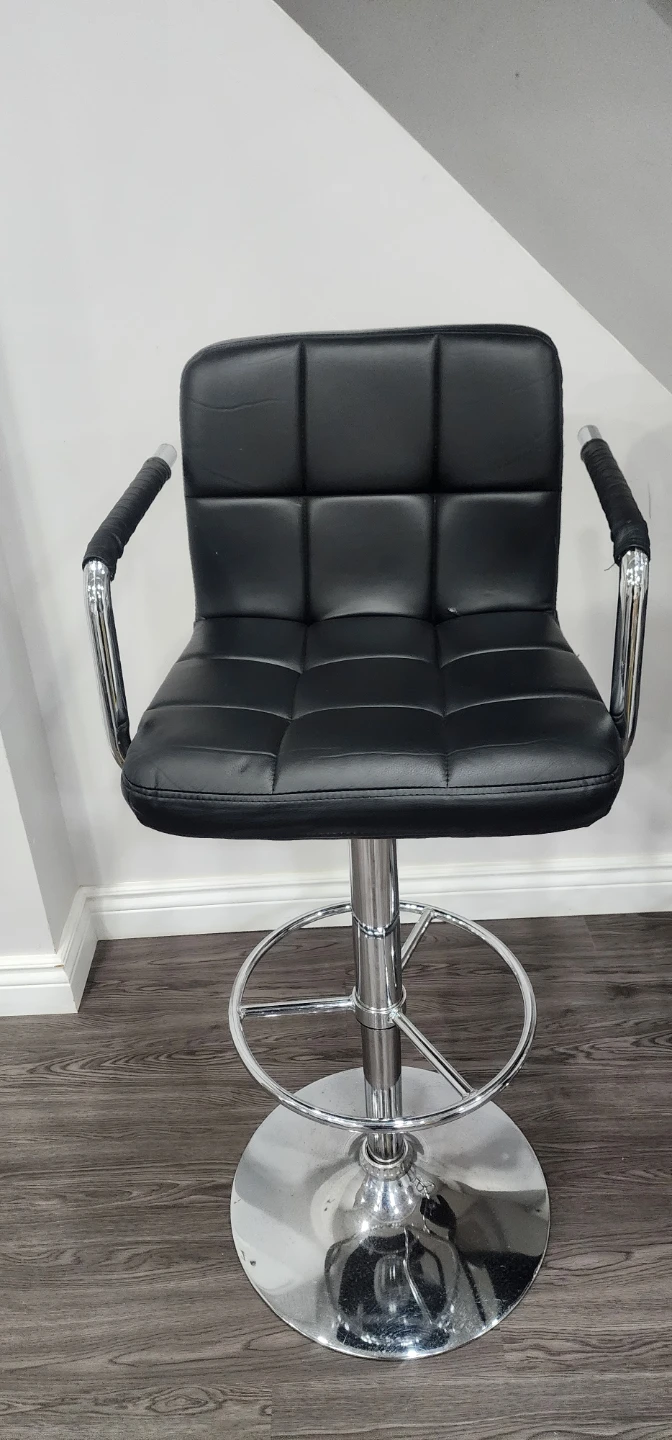 Black Faux Leather Bar Stools (Set of 2) - photo 2