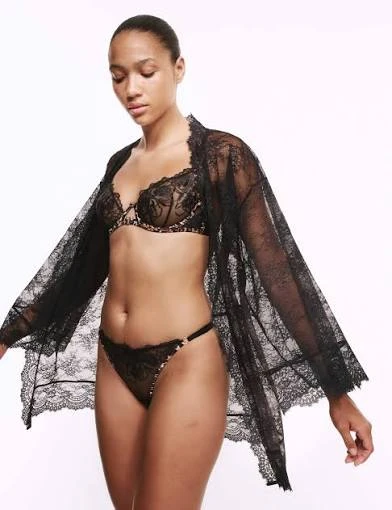 Black Lace Kimono Robe