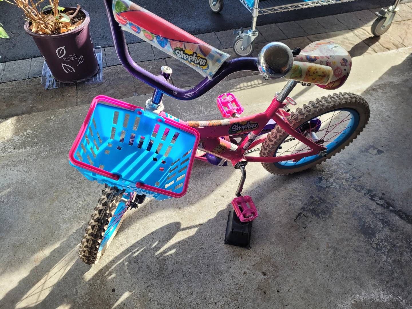 Kids Pink Shopkins Bicycle with Basket