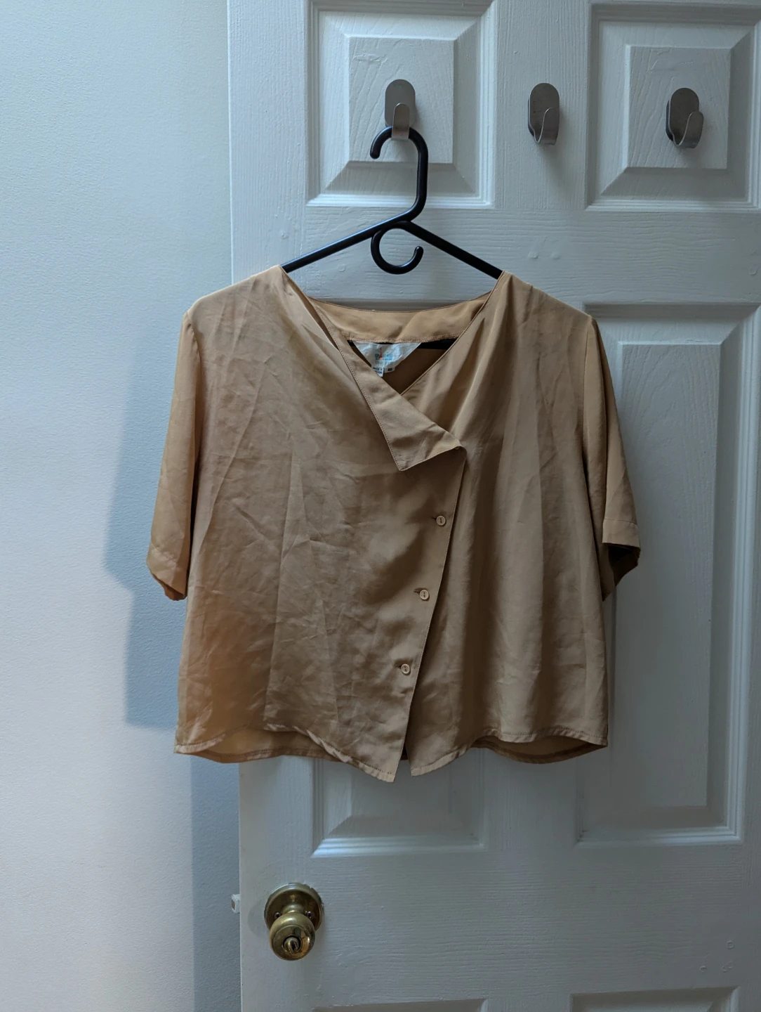 Gold Satin Cropped Blouse - photo 2