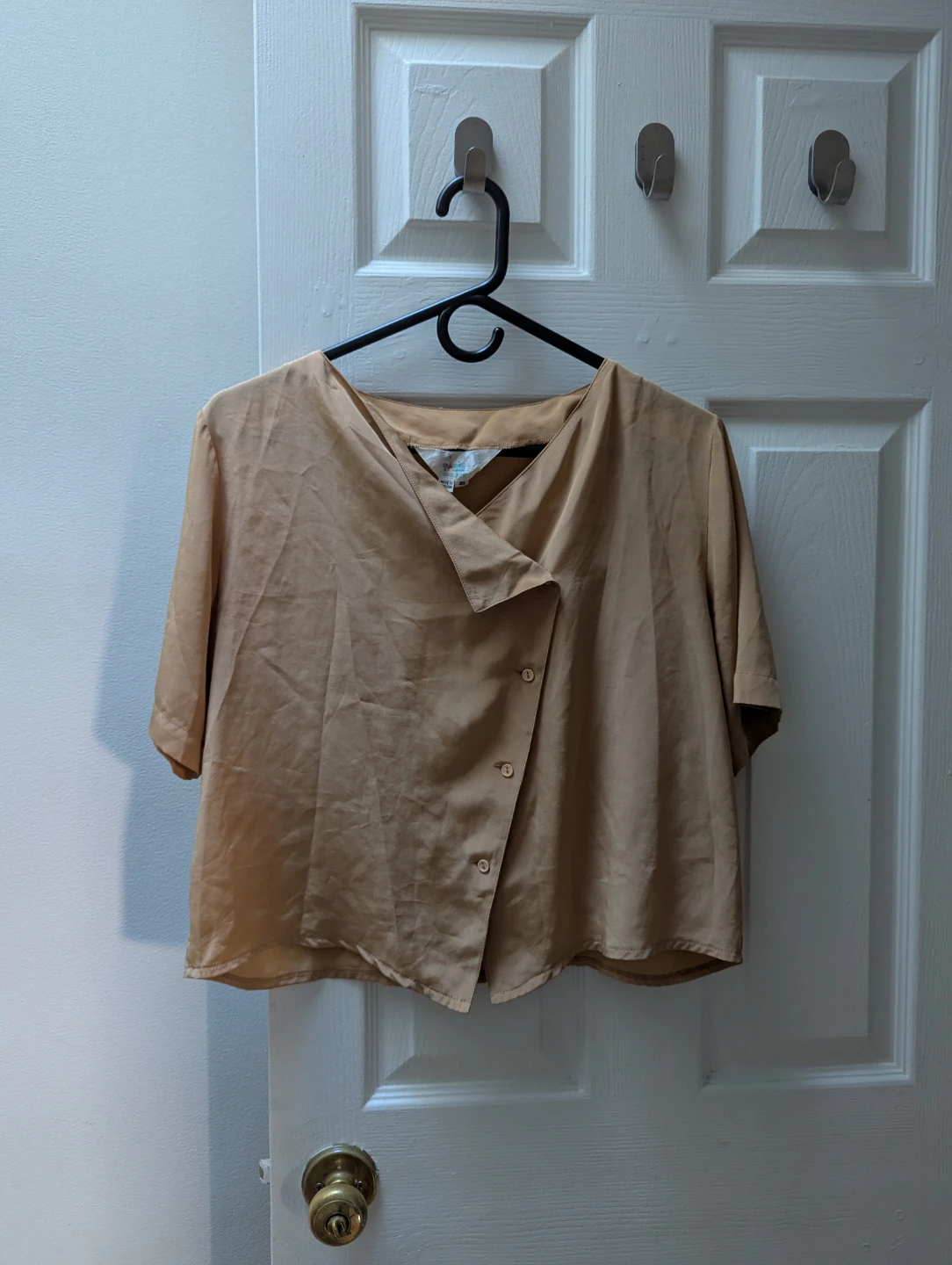 Gold Satin Cropped Blouse - photo 3
