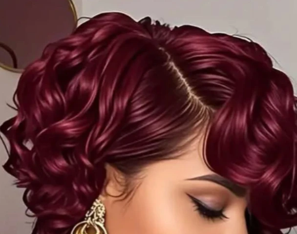 Burgundy Curly Wig