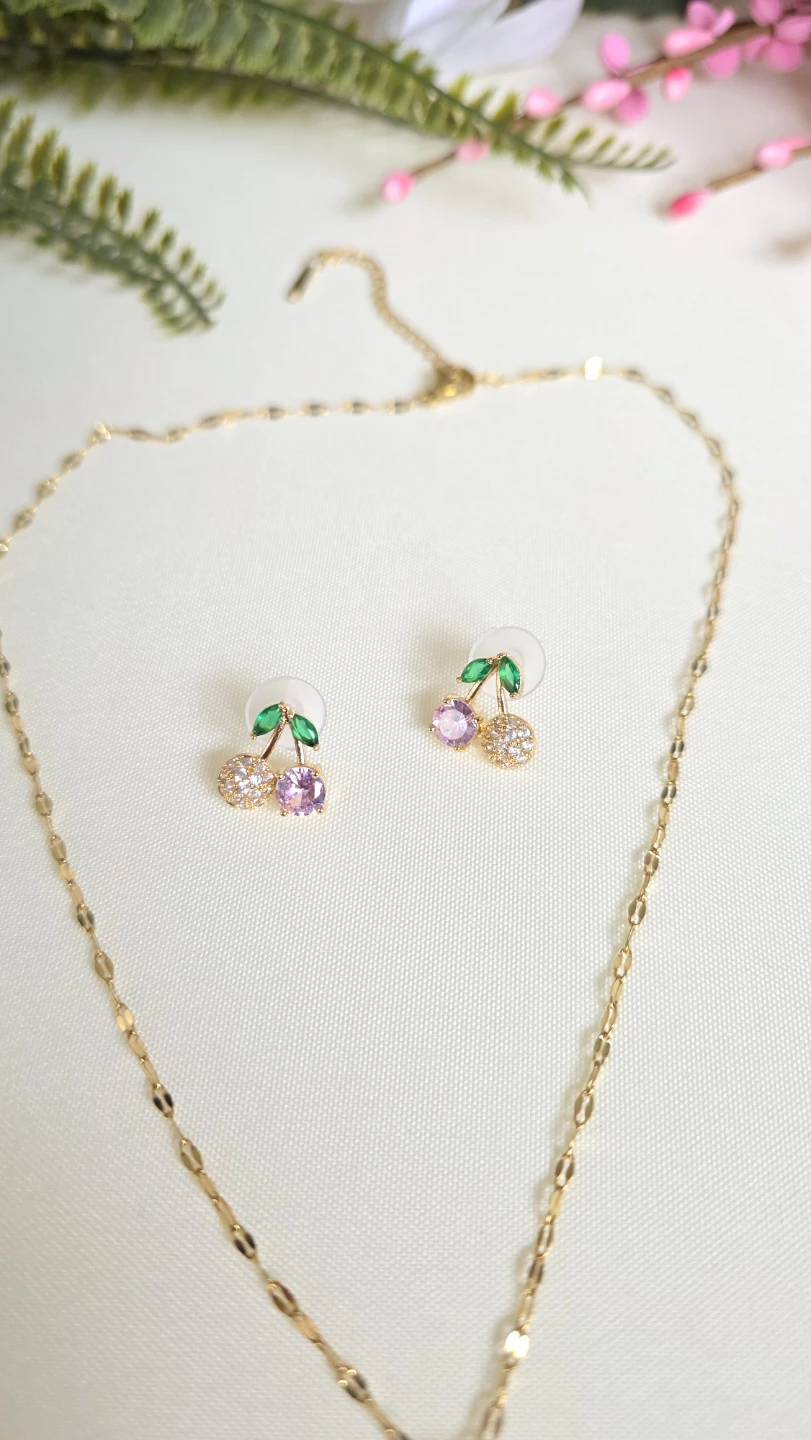 Cherry Necklace and Earrings Set - photo 3