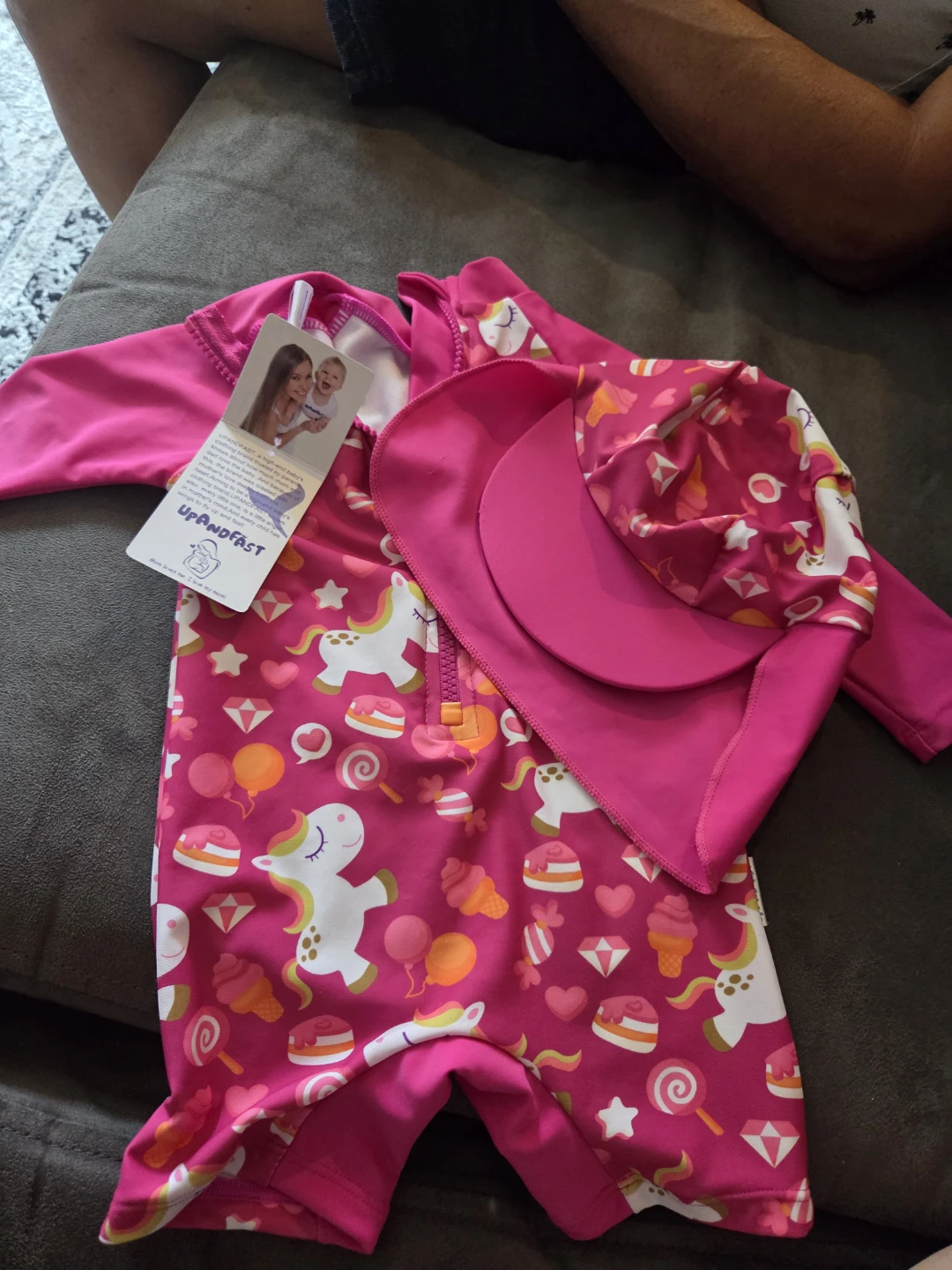 UPF 50+ Baby Girl Swimsuit with Sun Hat - Candy Pony