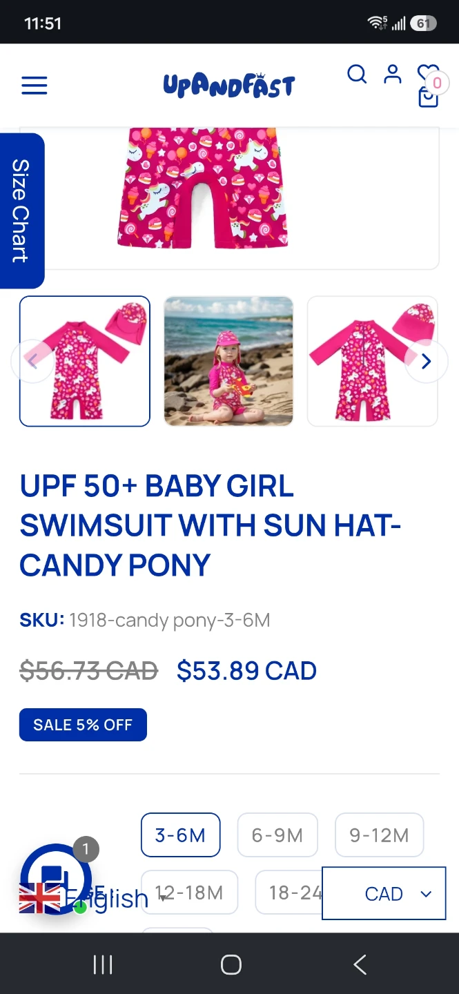 UPF 50+ Baby Girl Swimsuit with Sun Hat - Candy Pony - photo 4