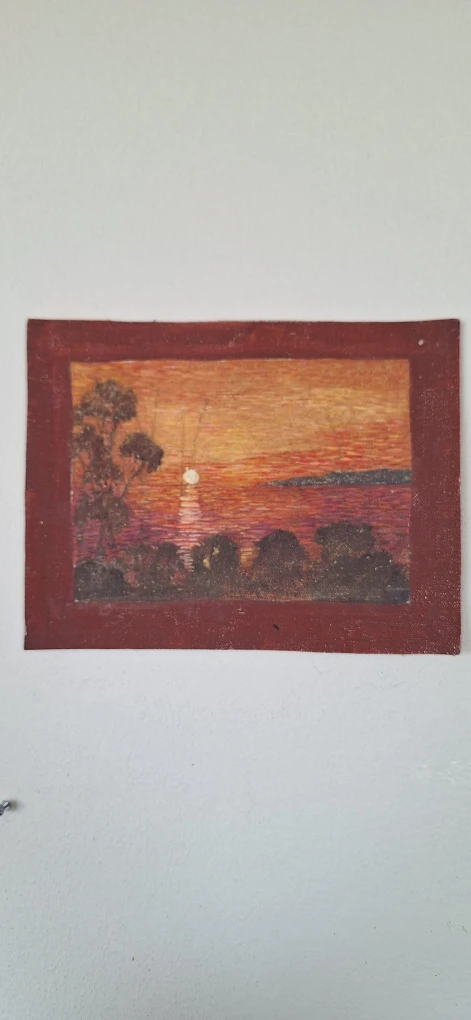 Vintage Sunset Landscape Painting - photo 2