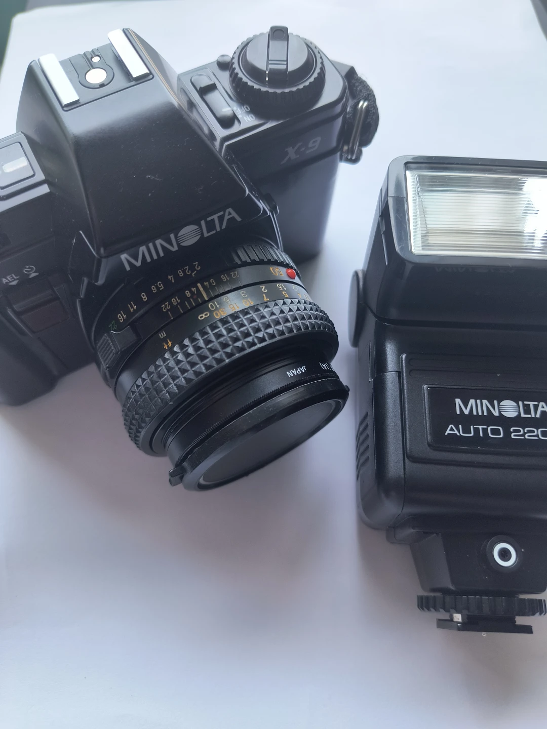 Vintage Minolta x9 Film camera and light meters.