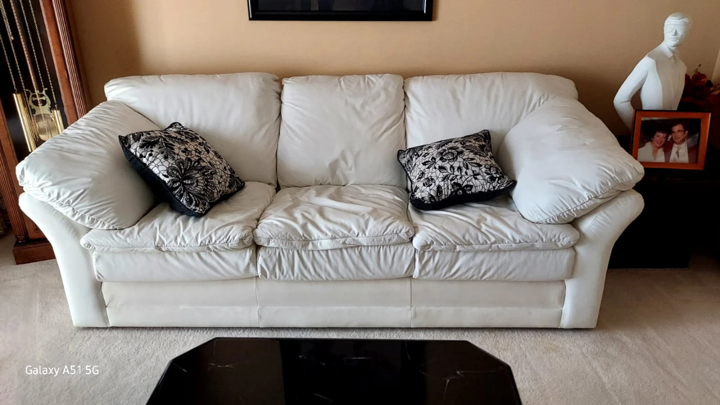 White leather sofa