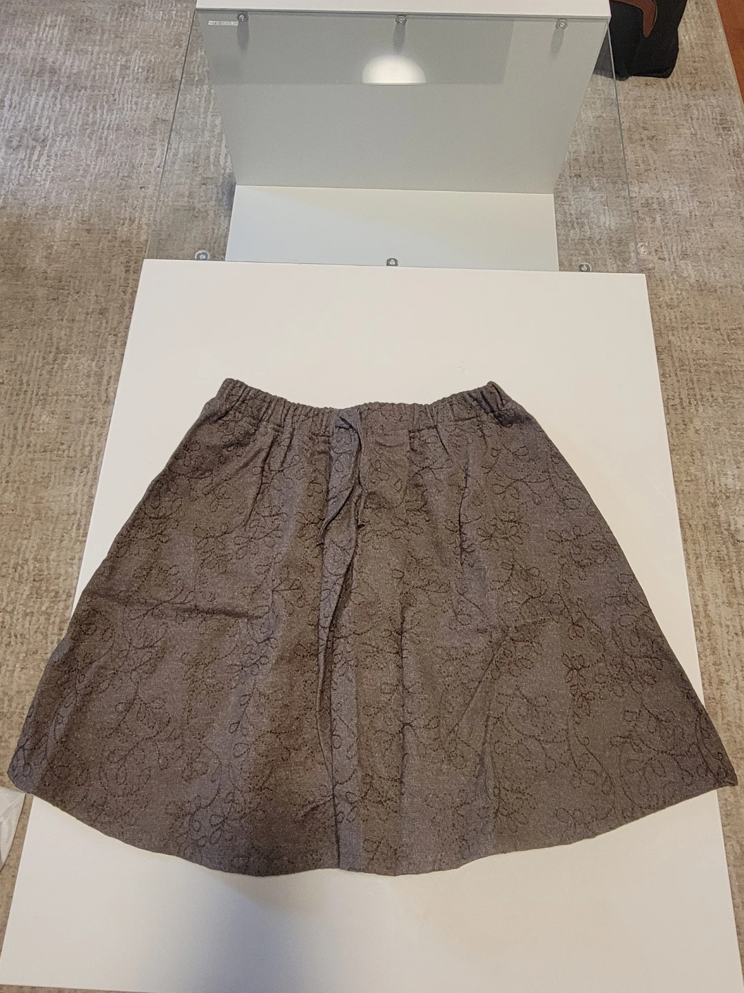 Gray Floral Print A-Line Skirt size 13-14