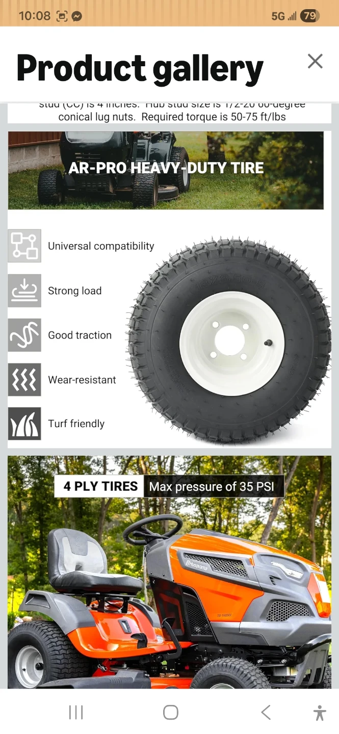 4-Lug AR-PRO Heavy-Duty Lawn Mower Tires (4-Pack)