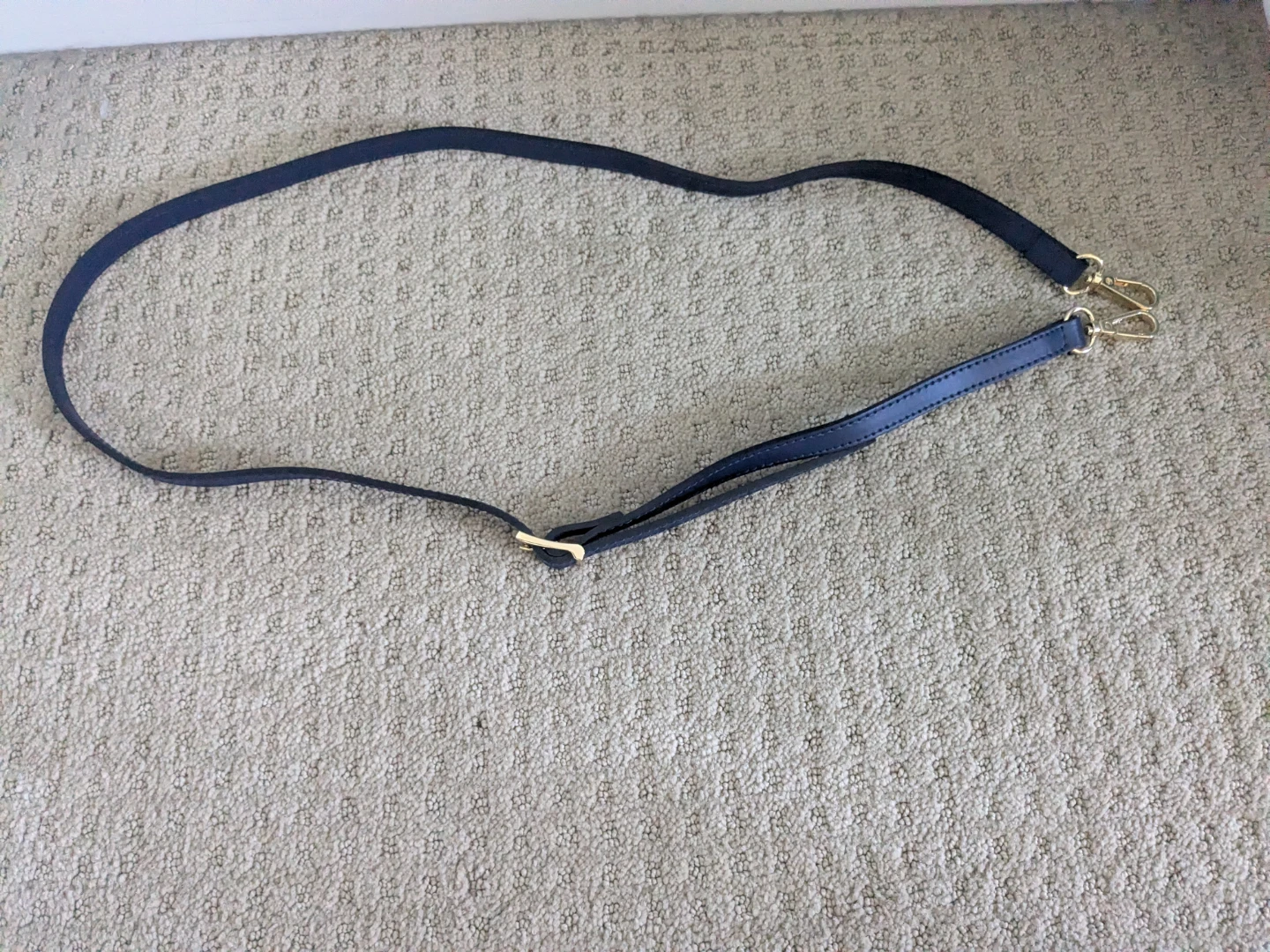 Blue real Leather Crossbody Bag Strap with Gold Hardware
