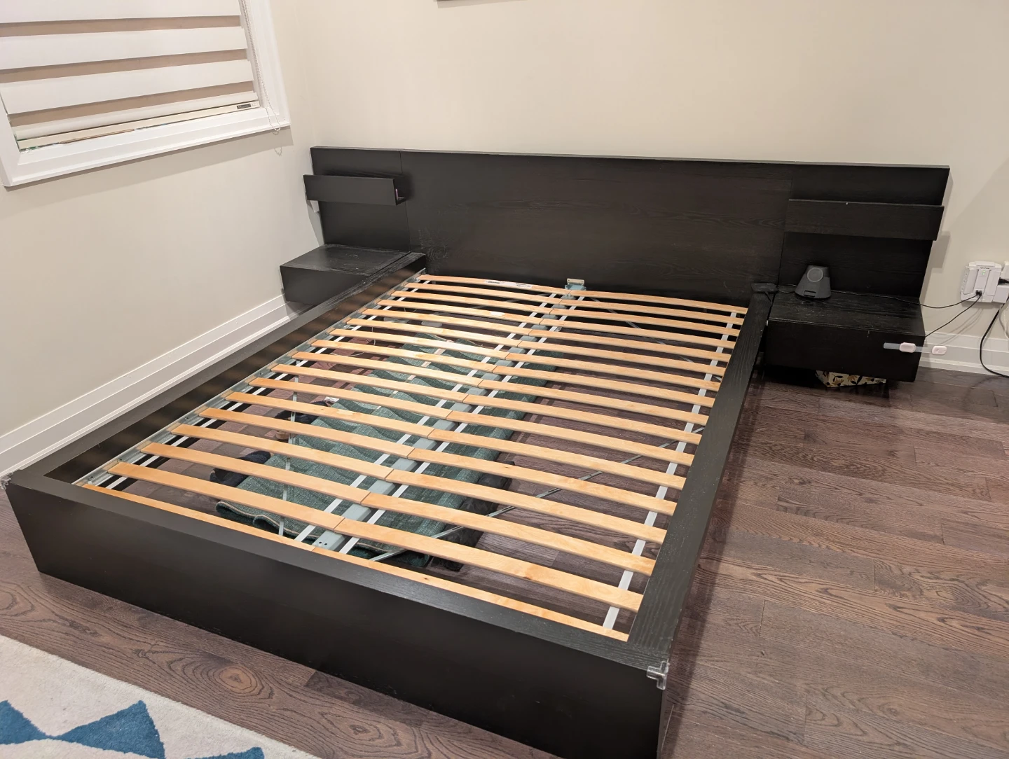 Queen MALM bed + 2 integrated side tables