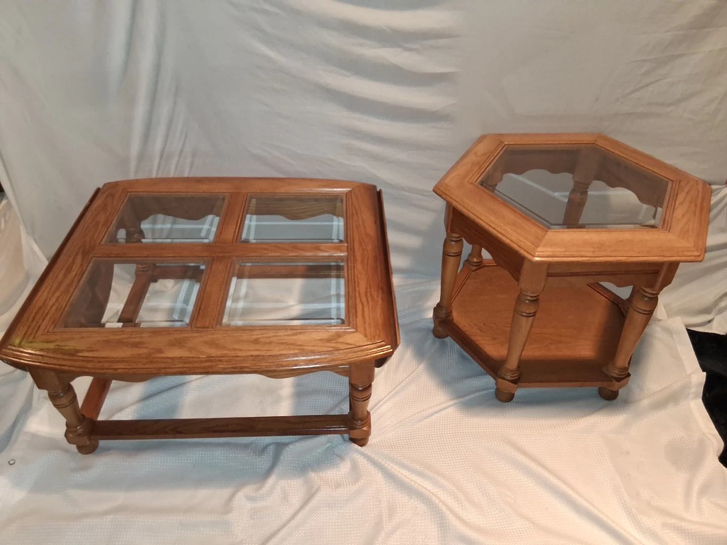 Oak Coffee Table with Glass Top