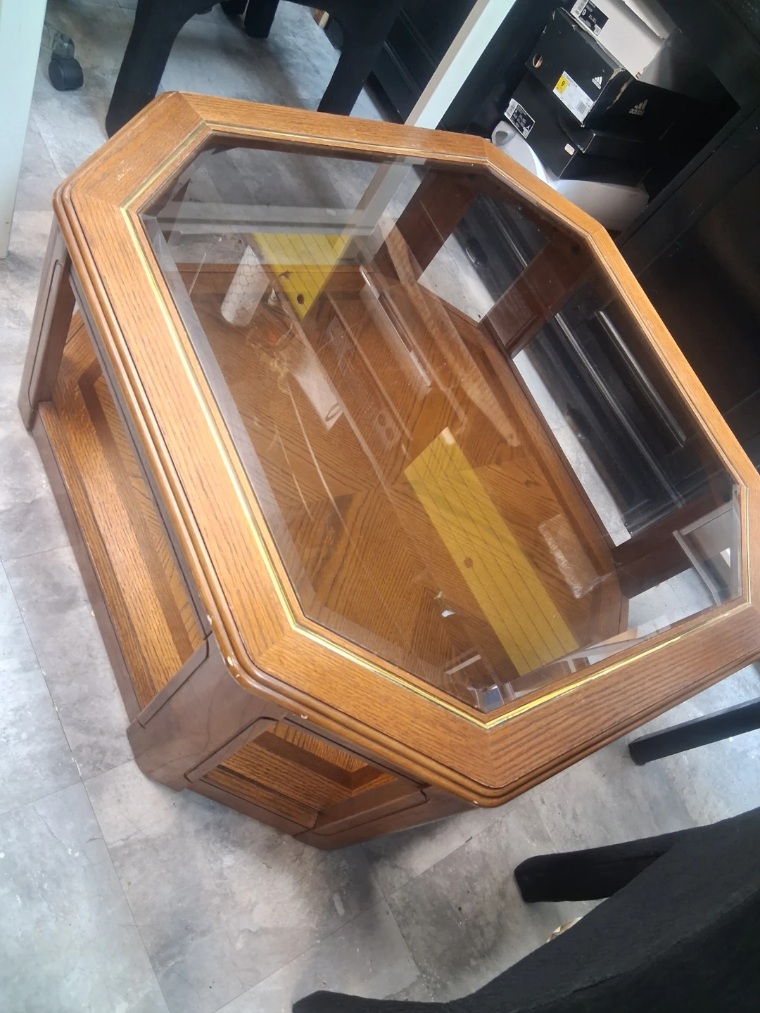 Wooden Coffee Table with Glass Top