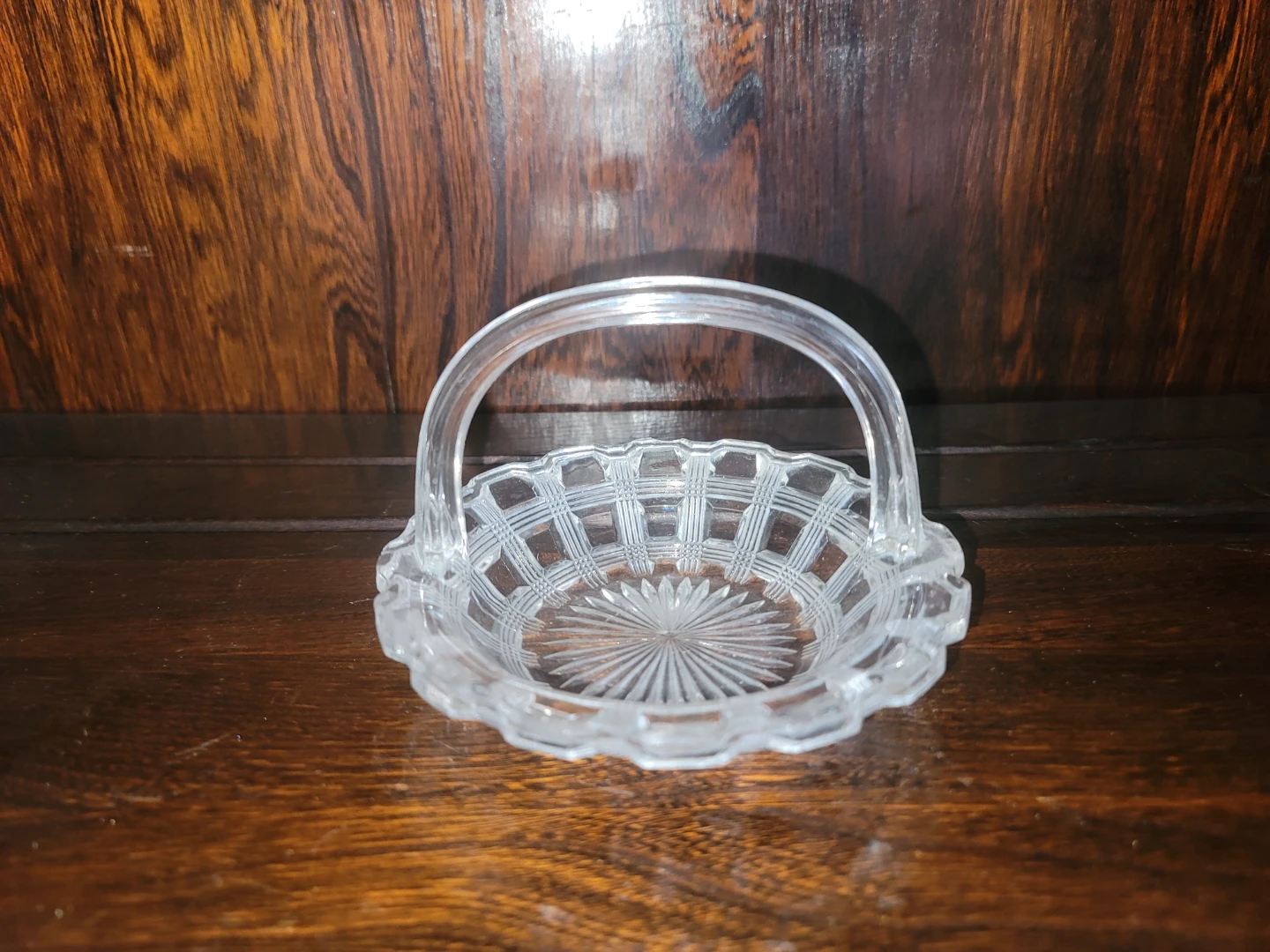 Clear Glass Basket with Handle