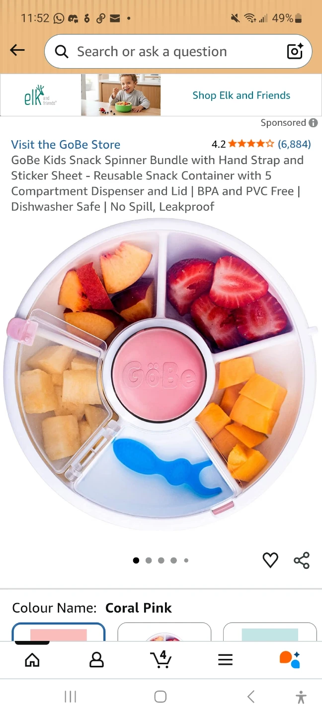 Gobe Kids Snack Spinner Bundle - Coral Pink