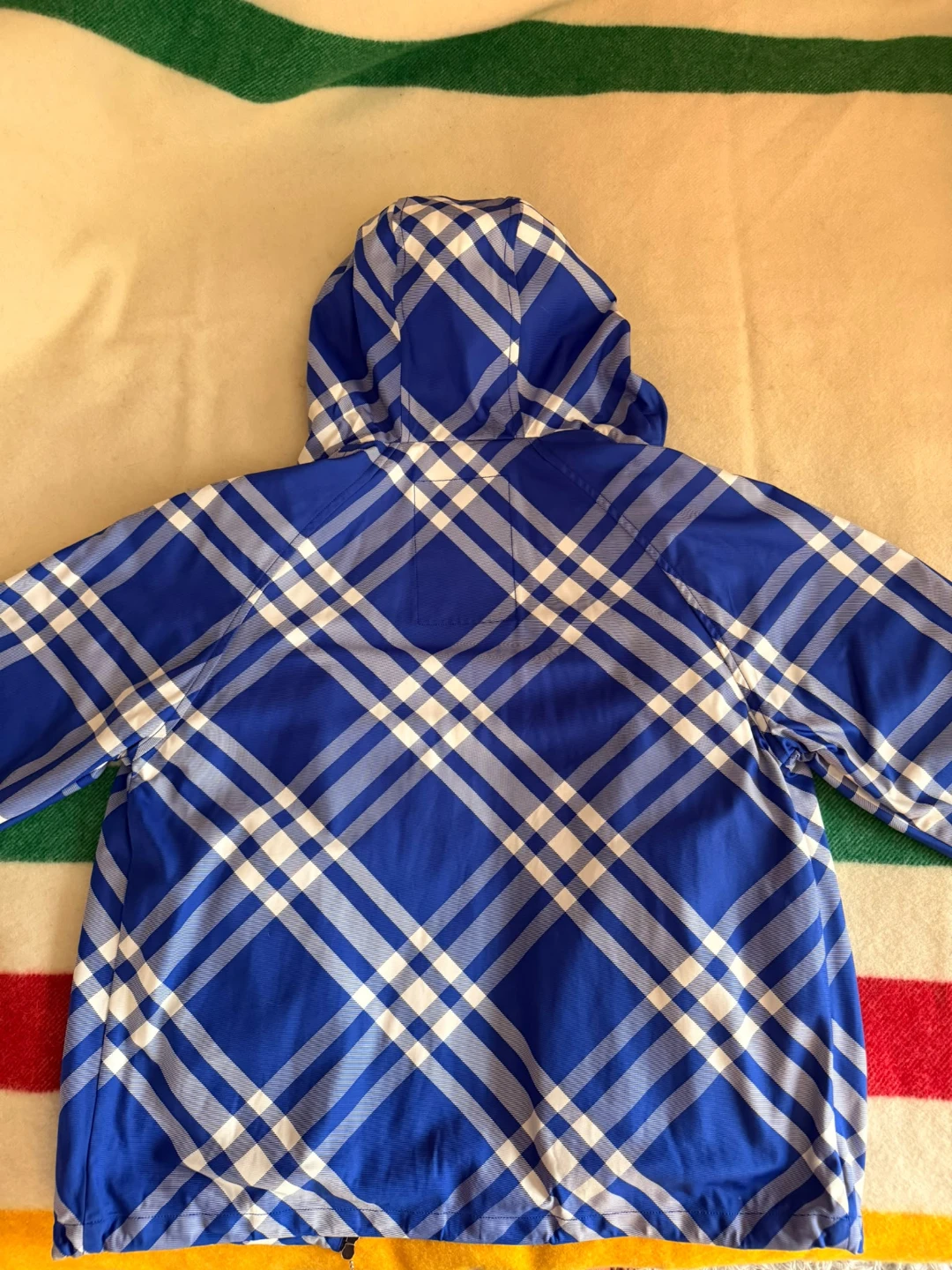 Burberry Blue Plaid Hooded Jacket - Size M - photo 2