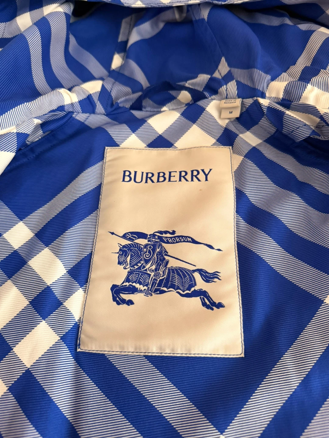 Burberry Blue Plaid Hooded Jacket - Size M - photo 4
