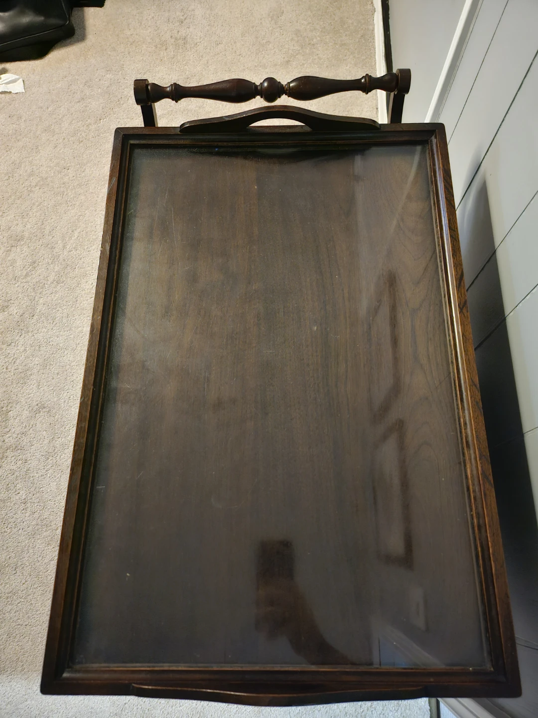 Vintage Wooden Tea Cart with Glass Top - photo 2