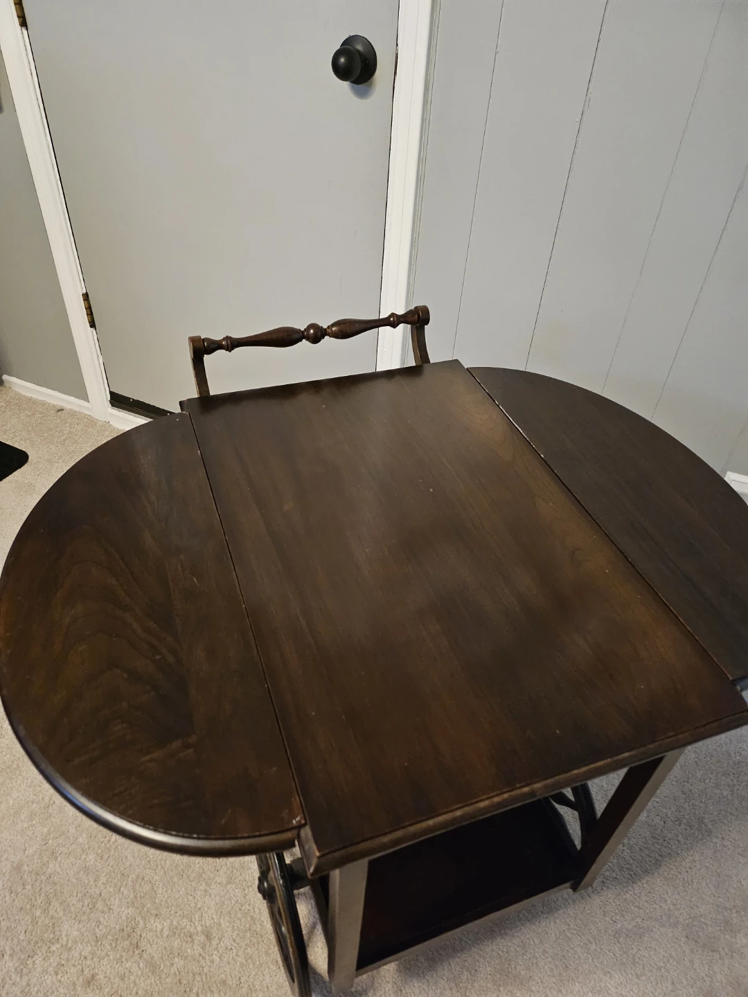 Vintage Wooden Tea Cart with Glass Top - photo 3