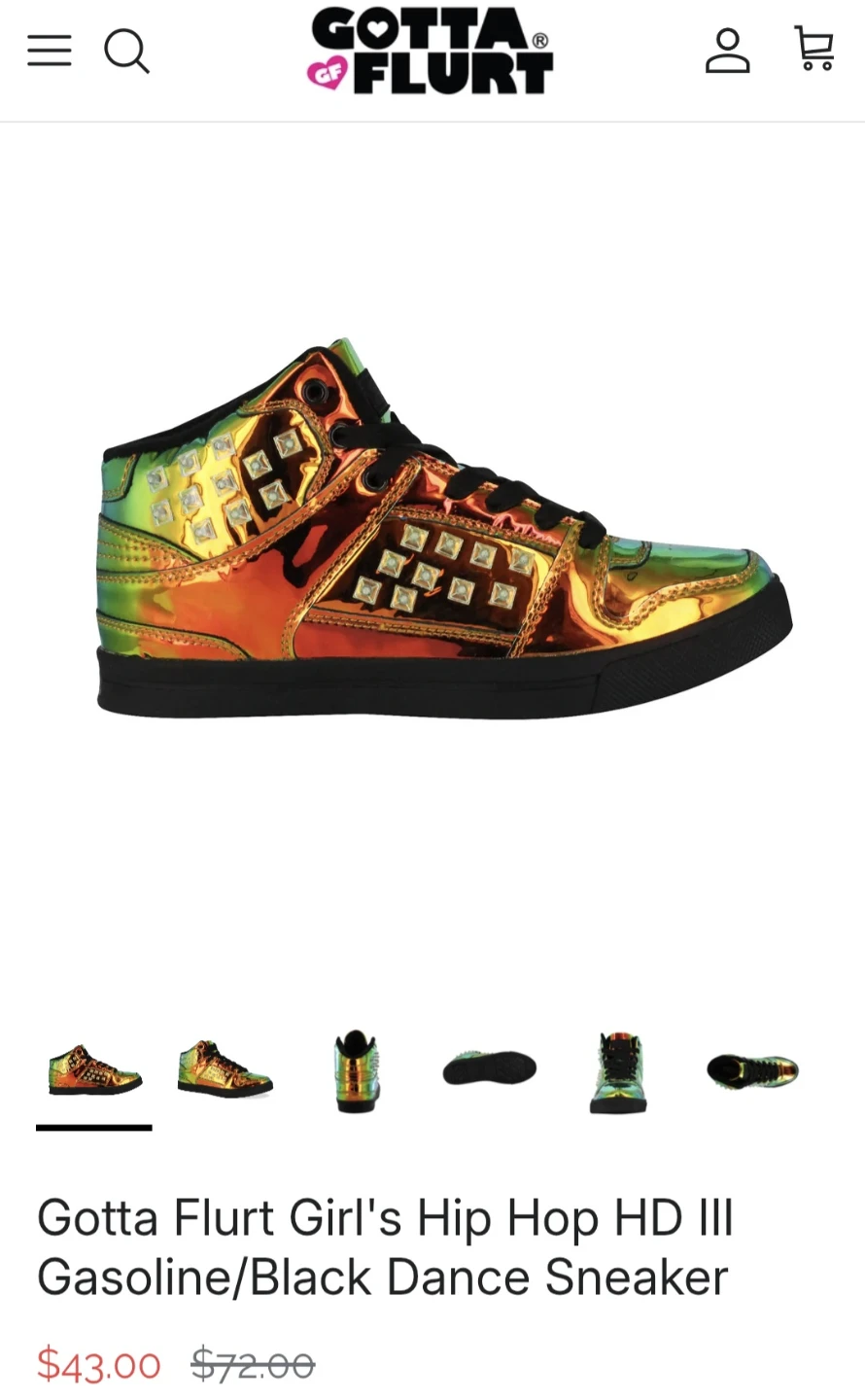 Gotta Flurt Girl's Hip Hop II Black/Gold Dance Sneaker - photo 3