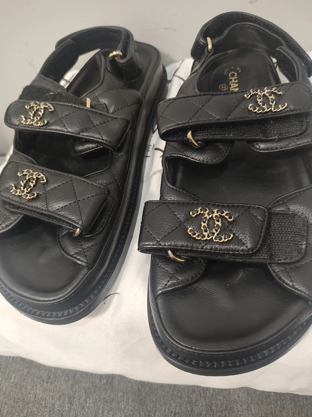 Chanel Black Quilted Leather Sandals - photo 2