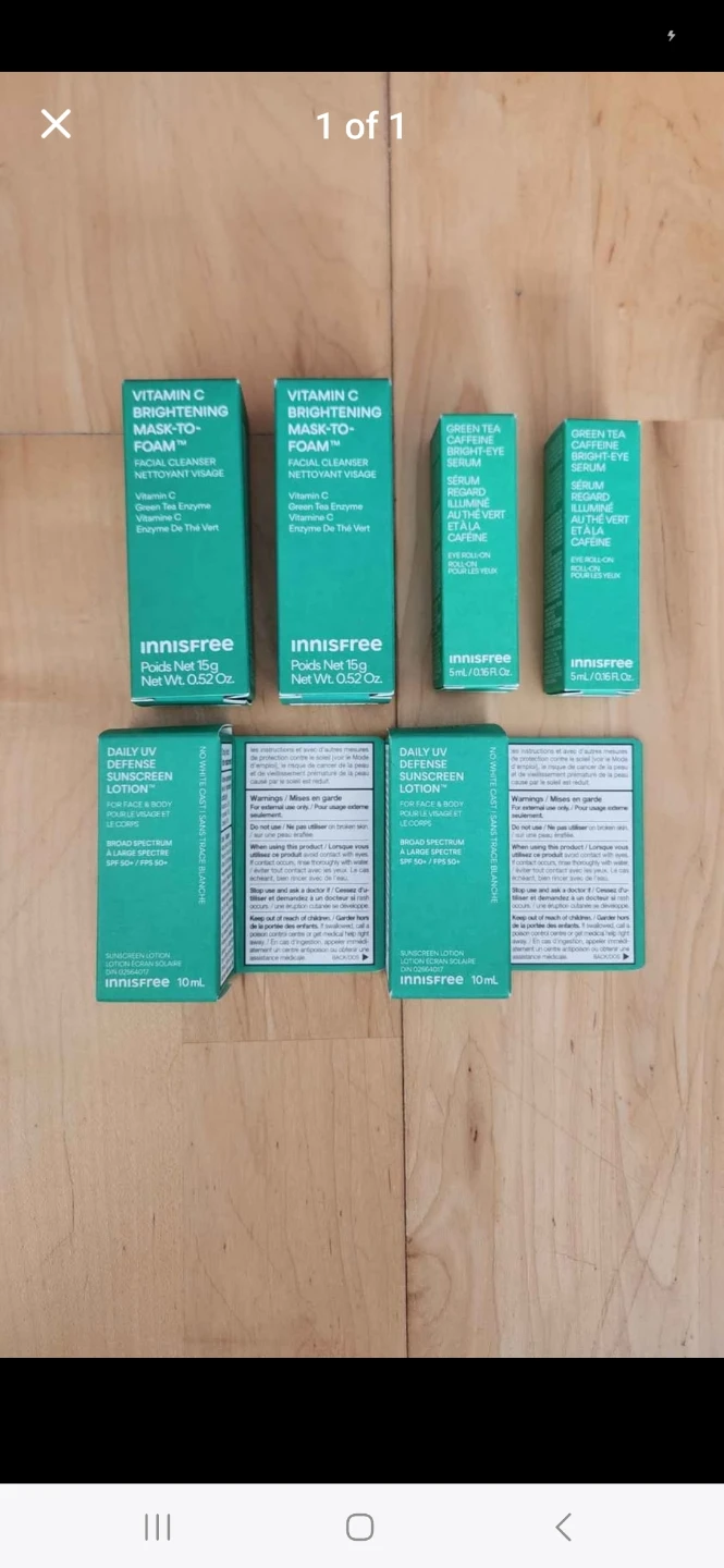 innisfree Sunscreen Lotion, Mask-to-Foam Cleanser, Eye Serum