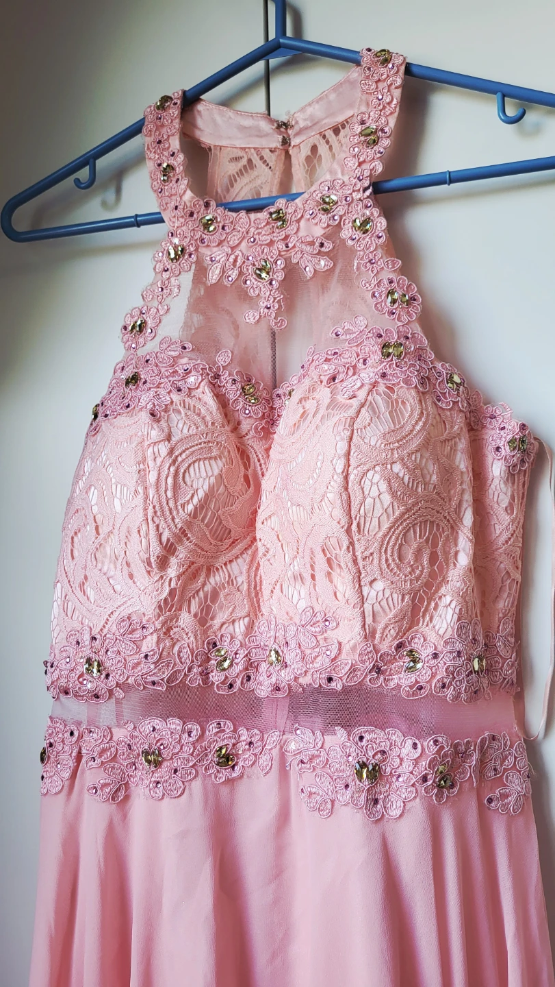 Pink Lace Embellished Halter Dress - photo 3