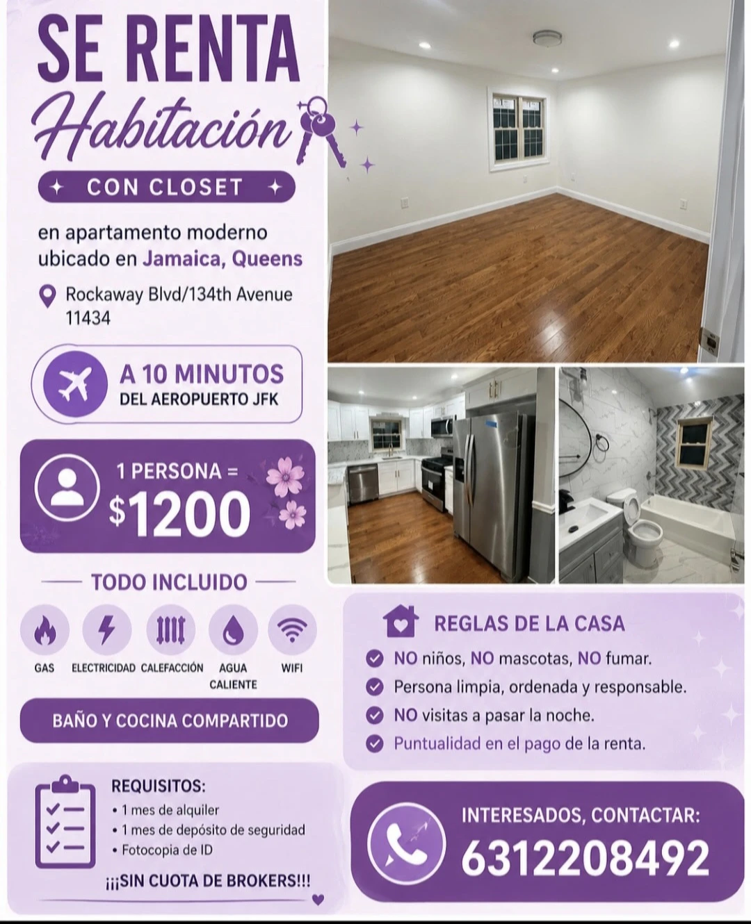 Room for Rent in Jamaica, Queens - $1200/month