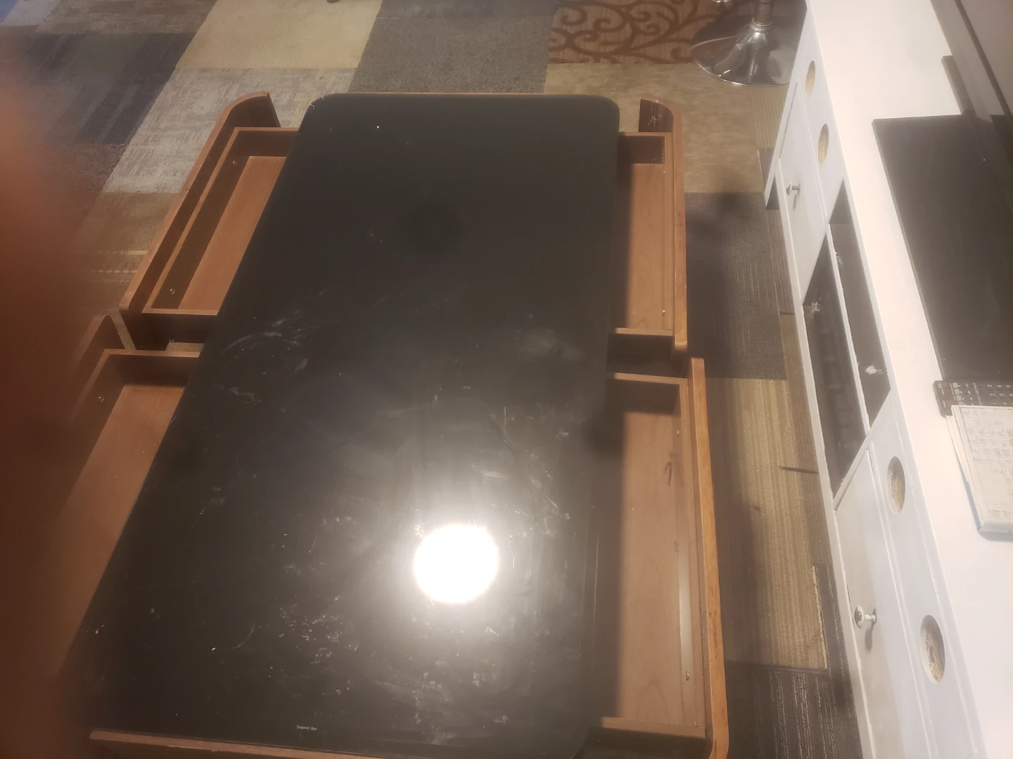 Mid-Century Modern Coffee Table with Black Glass Top - photo 4