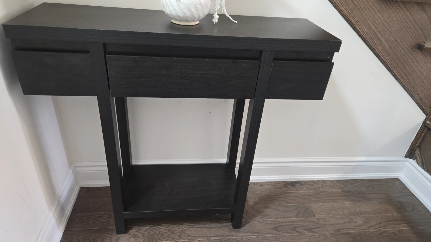 Black Console Table with Drawer and Shelf
