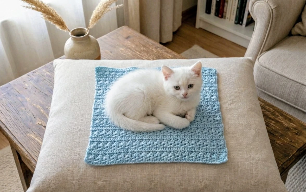 Light Blue Crochet Square