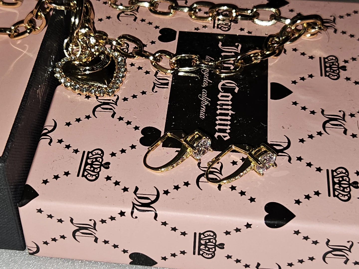 Juicy Couture Gold Tone Heart Charm Necklace & Earrings Set - photo 3