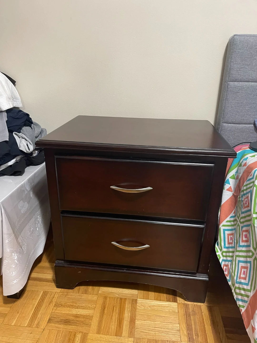 Dark Brown 2-Drawer Nightstand