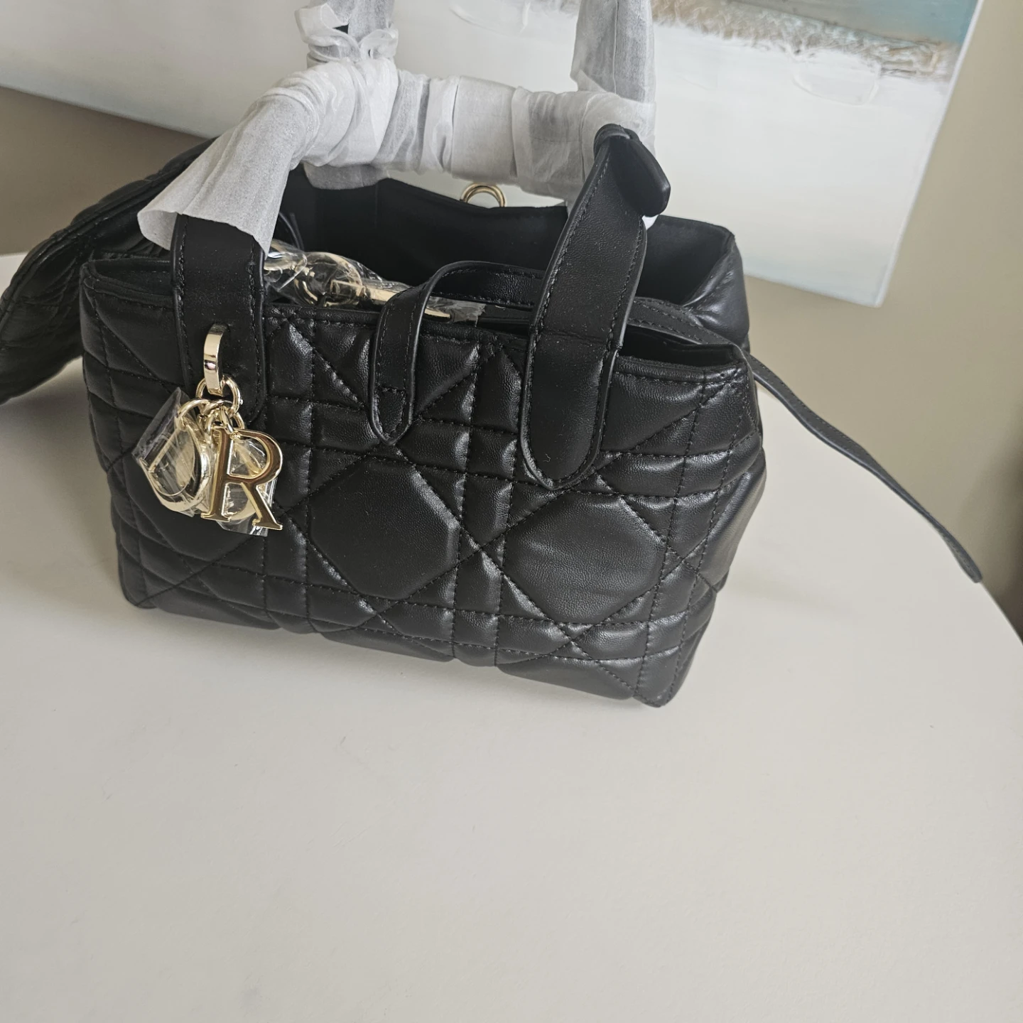 Christian Dior Black Leather Lady Dior Handbag