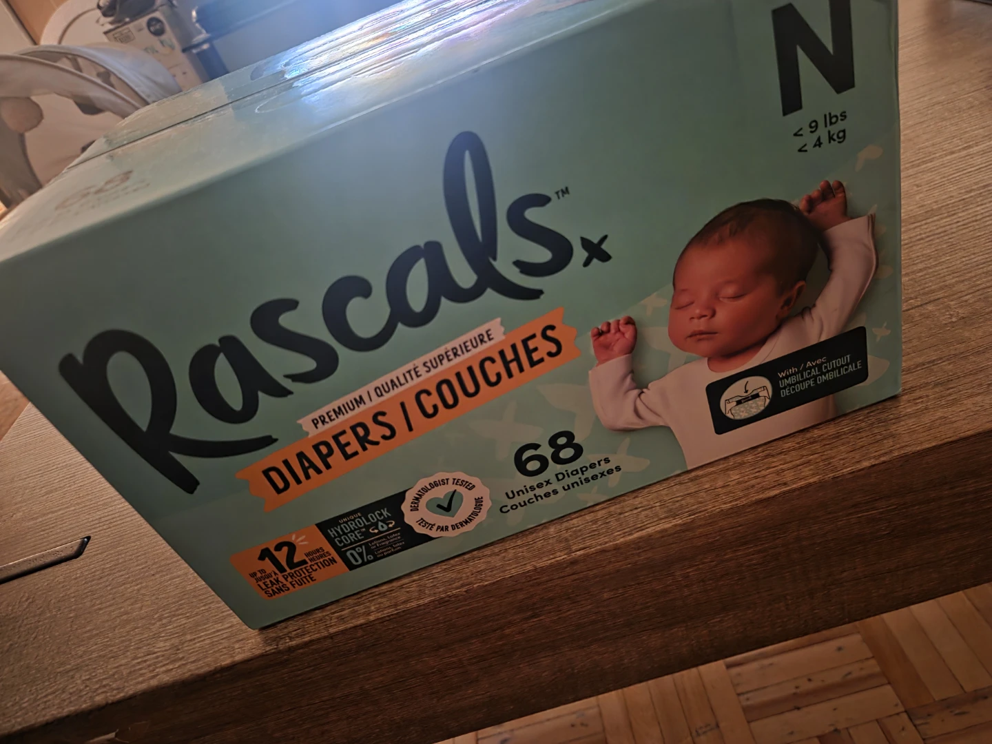 Brand new Rascals Size Newborn Unisex Diapers - 68 Count
