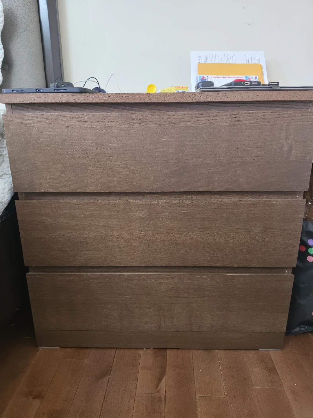 Set of 2 IKEAM MALM Brown 3-Drawer Dresser