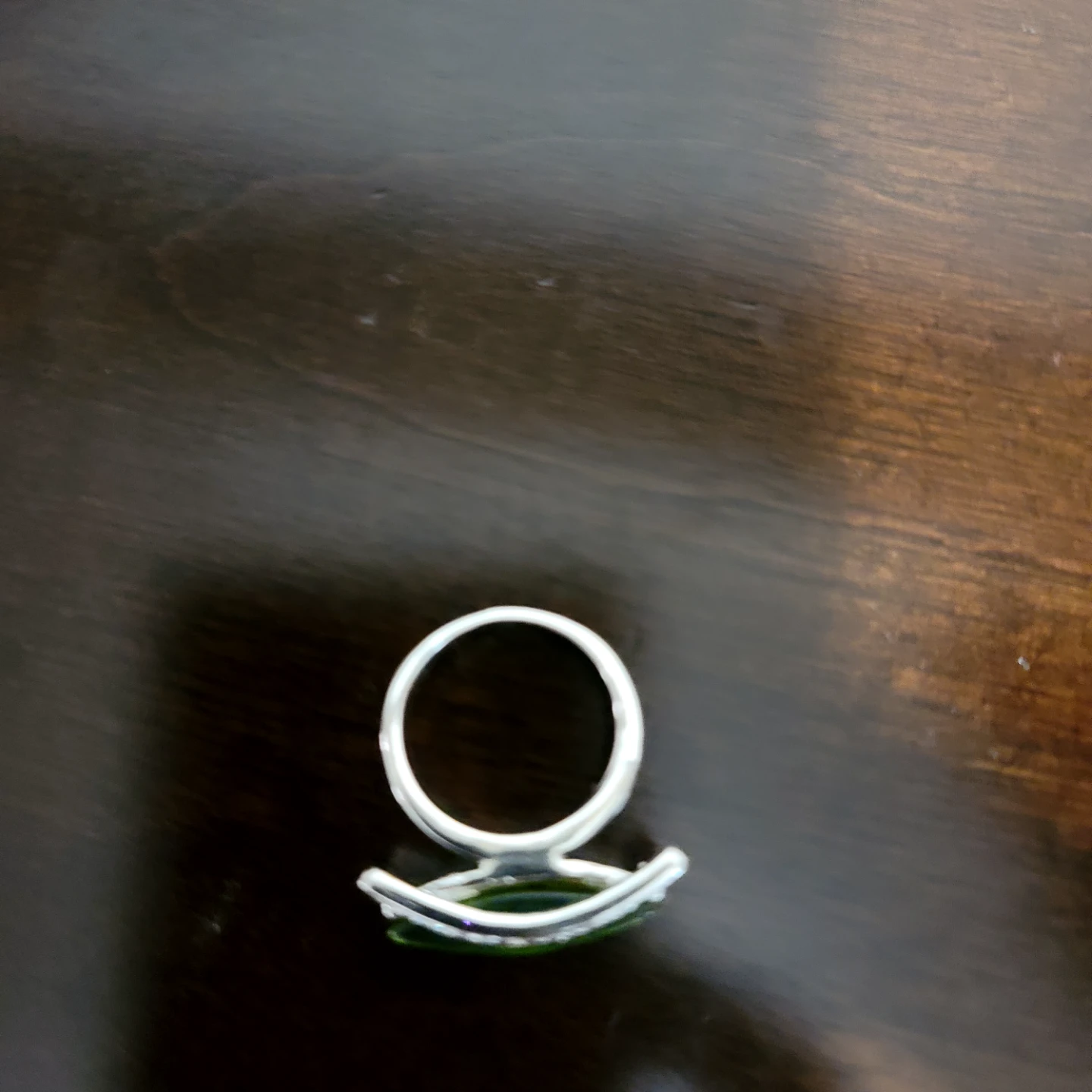 Silver-tone ring with green stone - photo 2