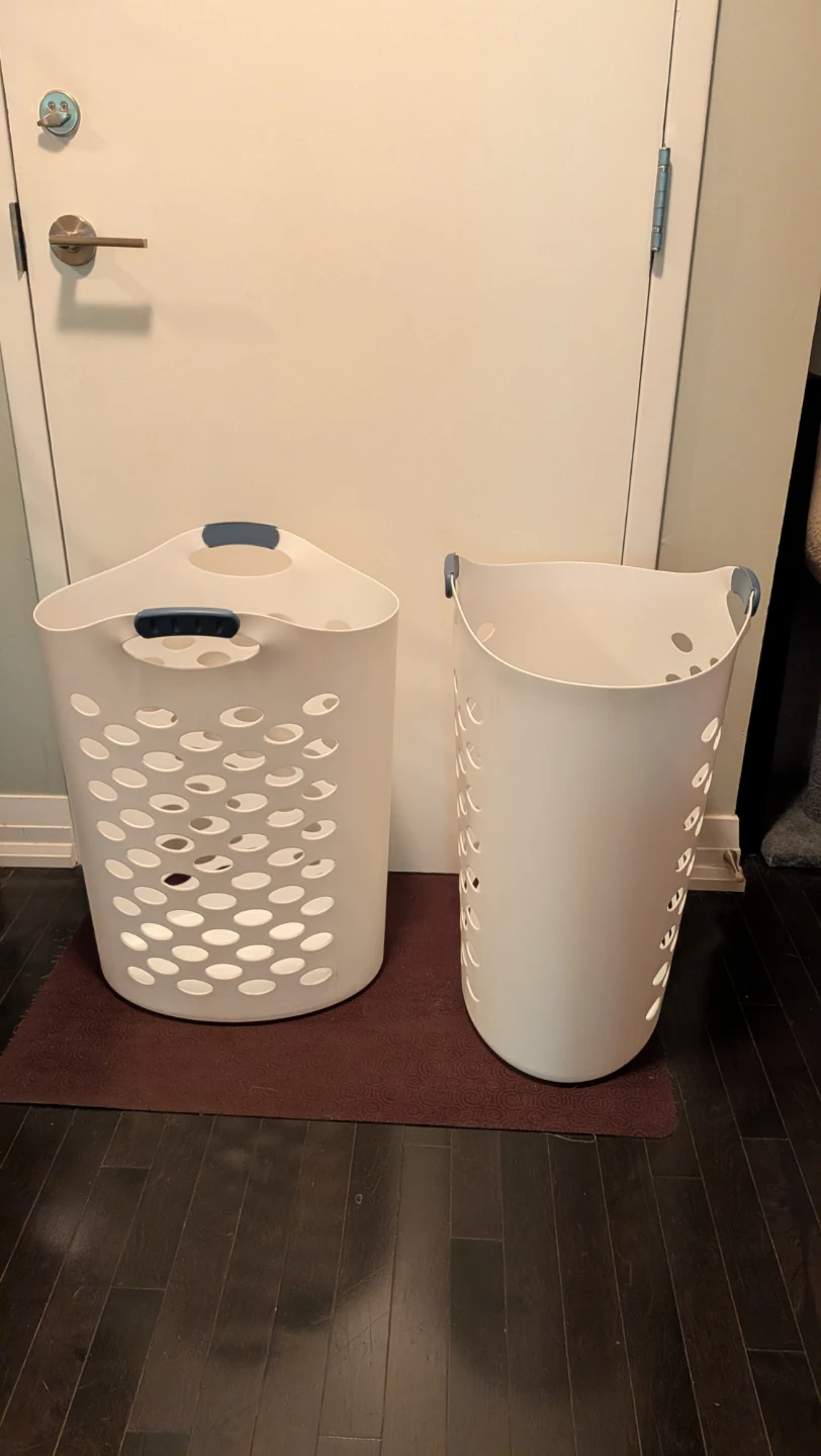 Two Flexible Laundry Hampers, White