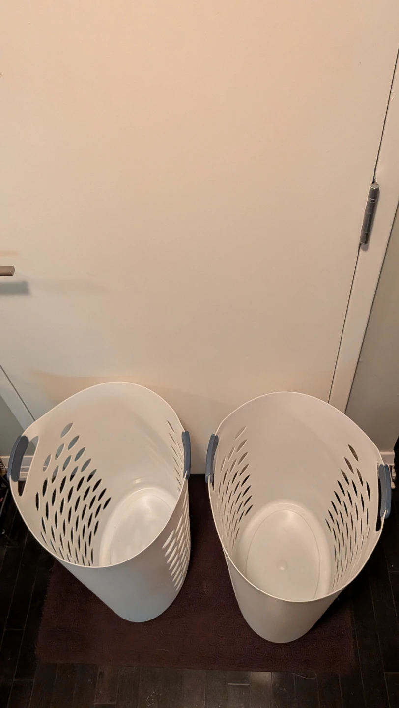 Two Flexible Laundry Hampers, White - photo 2