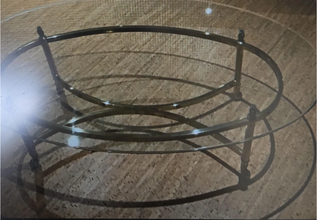 Glass and brass coffee table
