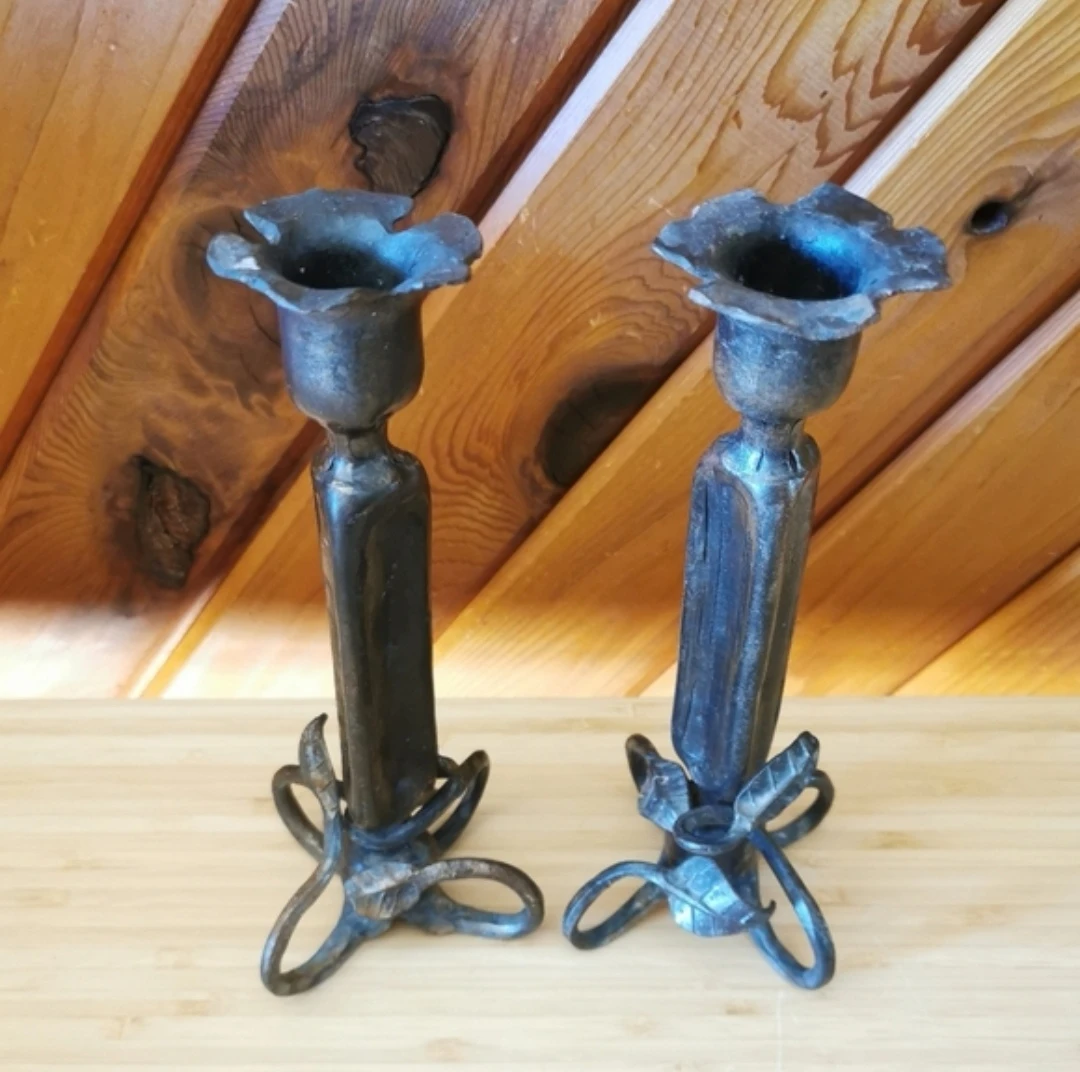 Vintage Brutalist Style Sculptural Candleholders