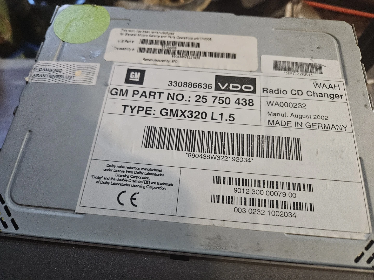 GM Radio CD Changer WA000232 - GMX320 L1.5 - photo 4