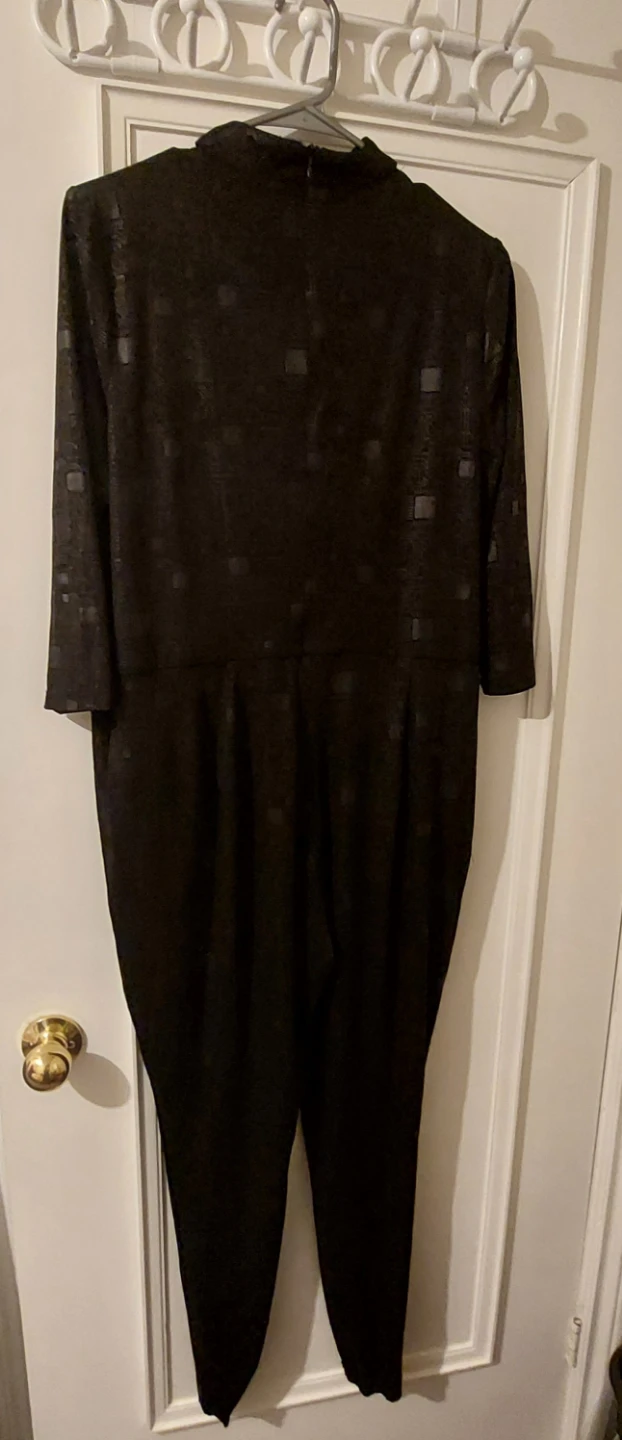 Splash Black Textured Jumpsuit - Size 14