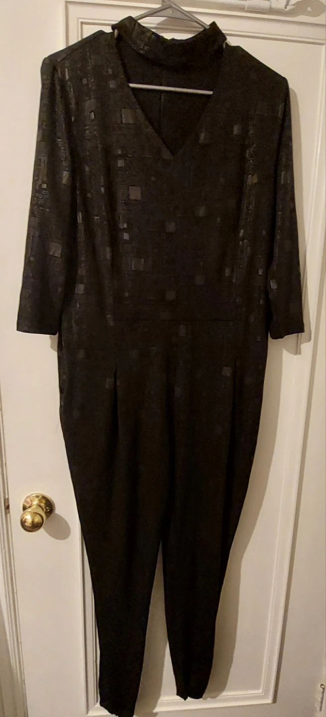 Splash Black Textured Jumpsuit - Size 14 - photo 2