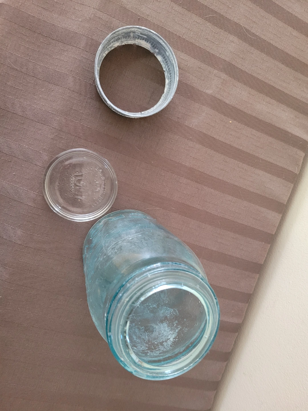 Antique Aqua Blue Crown Glass Mason Jar + Lid 1920 - photo 3